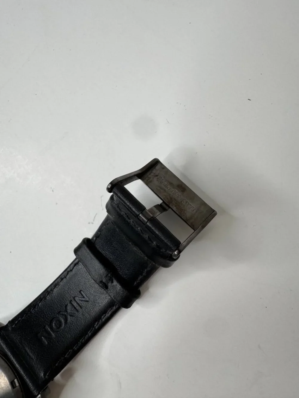 Nixon The Sentry Stainless Steel Watch Black Leather Band Gunmetal Stainless Ste